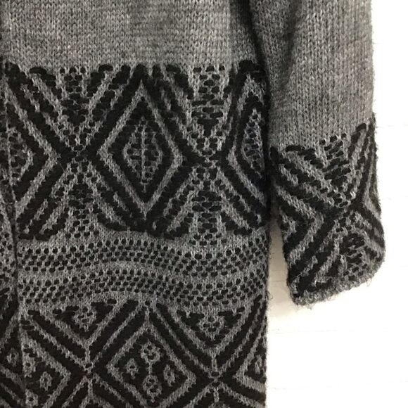 CHIARAMENTE coatigan knit open long duster cardigan sweater wool alpaca black - Picture 3 of 12